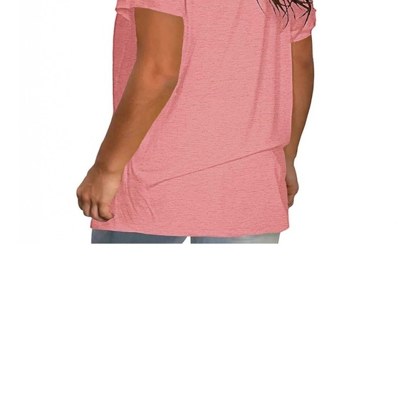 Summer Tops Women's Solid Pink Crew Neck Short Size L  (X) - Picture 5 of 6